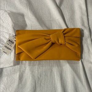 INC International Concepts Mustard Clutch with Bow
